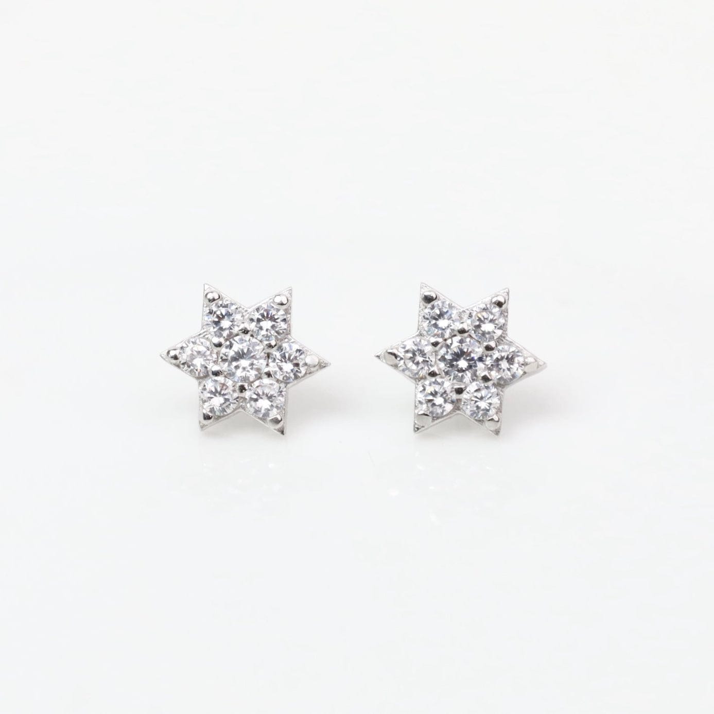 EAR Silver CZ Star of David Post Earrings