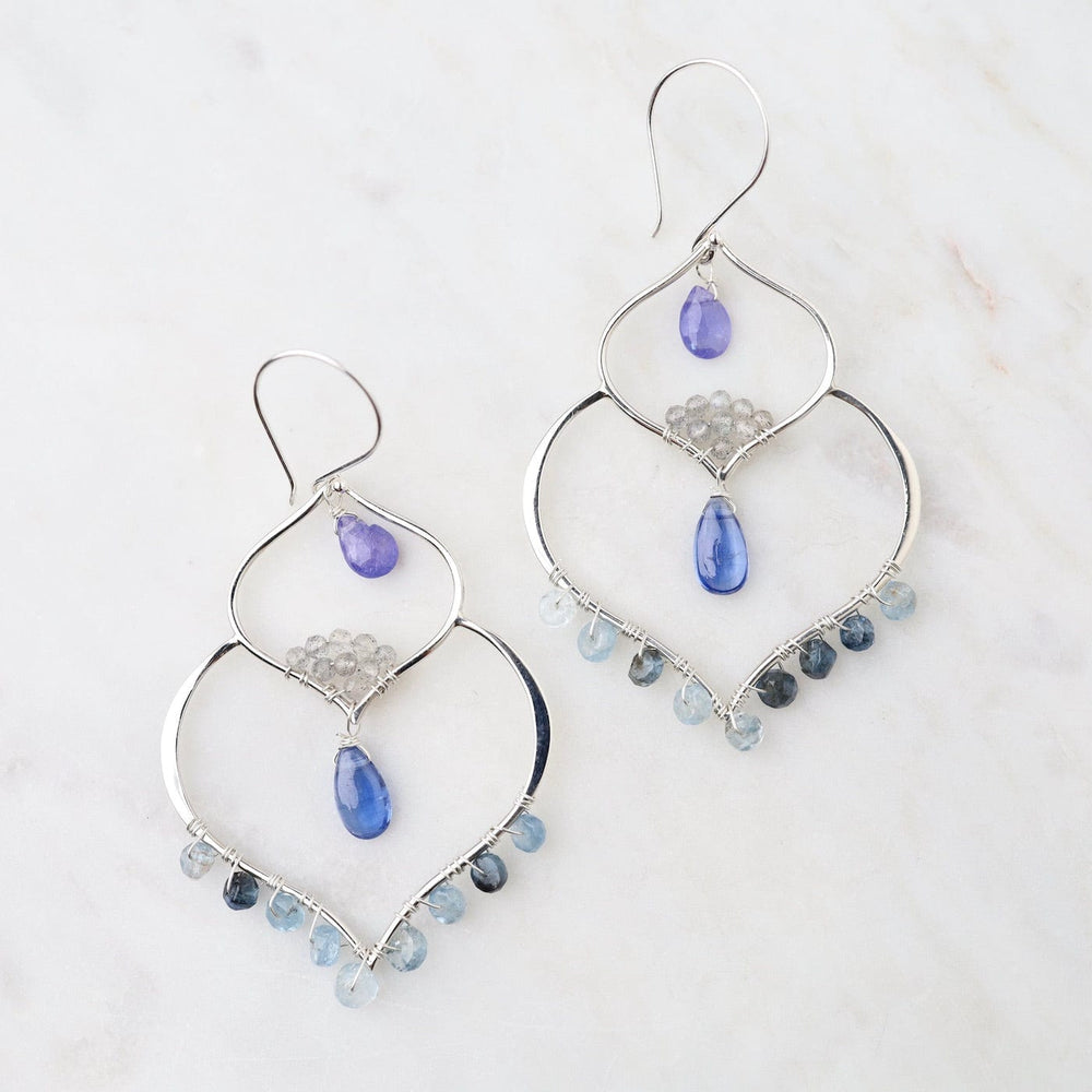 
                      
                        EAR Silver Double Lotus, Kyanite, Moss Aquamarine Earring
                      
                    