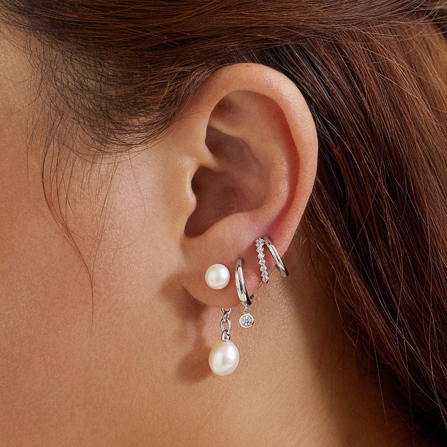 EAR Silver Double Mixed Huggies