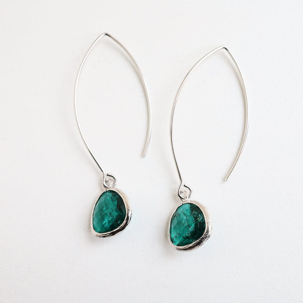 EAR Silver Emerald Rock Crystal Earring