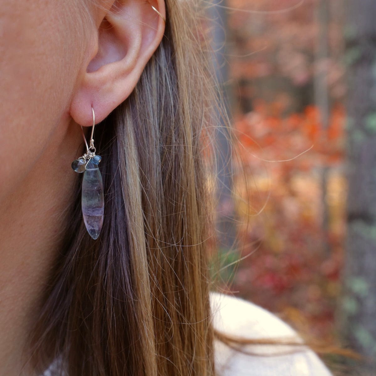EAR Silver Fluorite Marquise Earrings