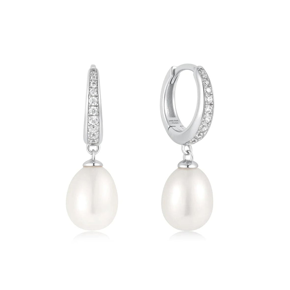 EAR Silver Freshwater Pearl & White Cubic Zirconia Pave