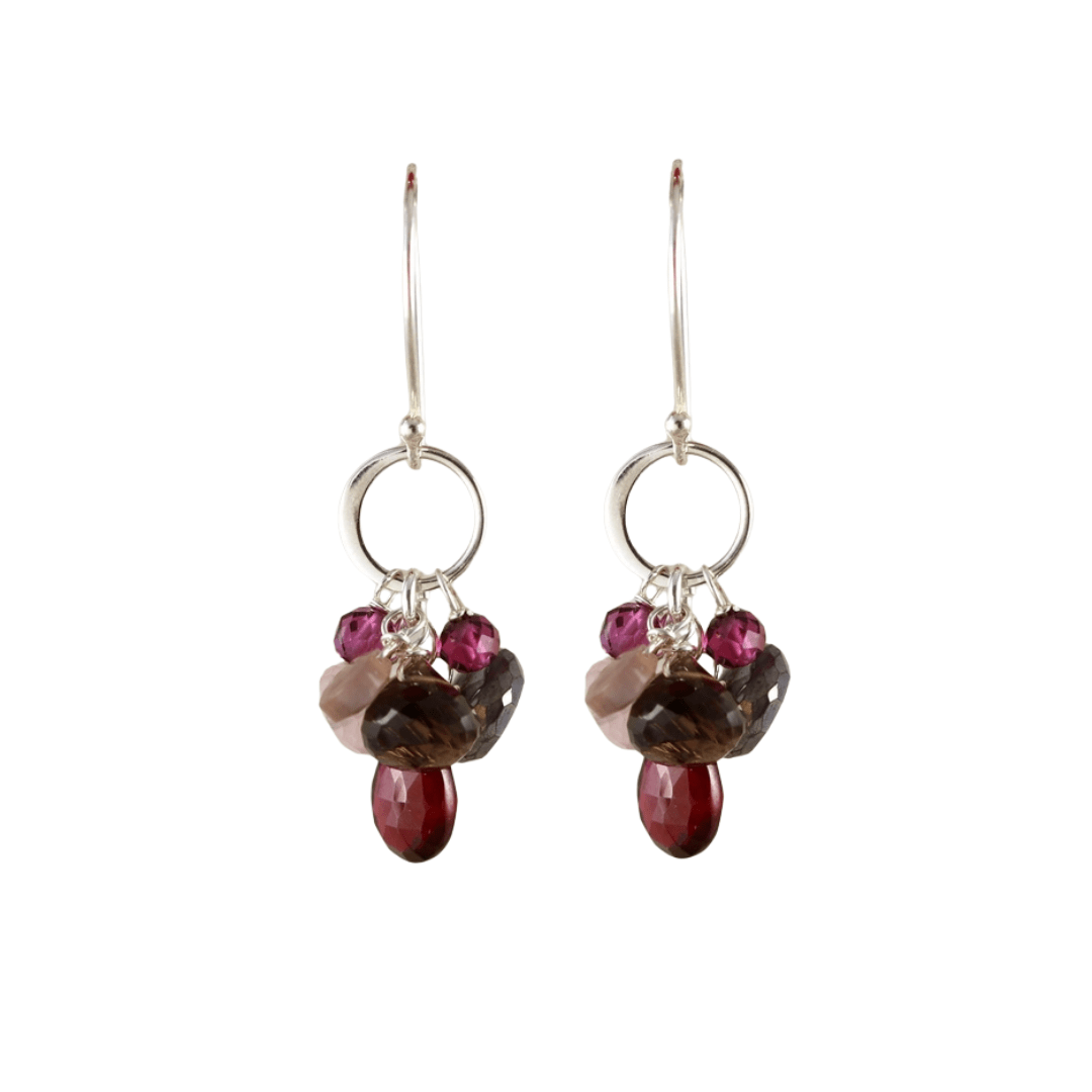 EAR Silver Garnet Mix Earrings