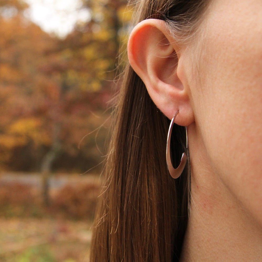 EAR Silver Geometry Slim Hoop Earrings