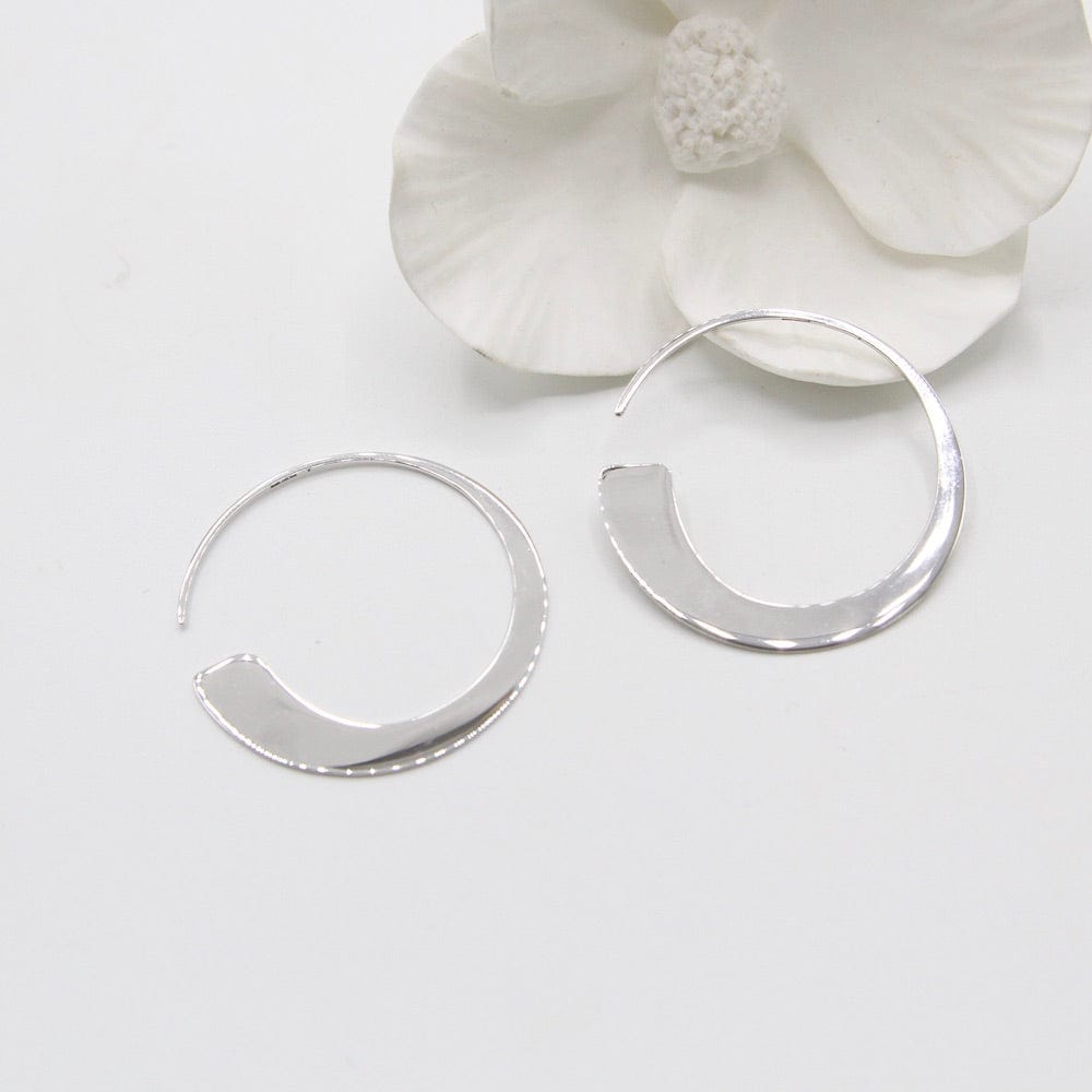 EAR Silver Geometry Slim Hoop Earrings