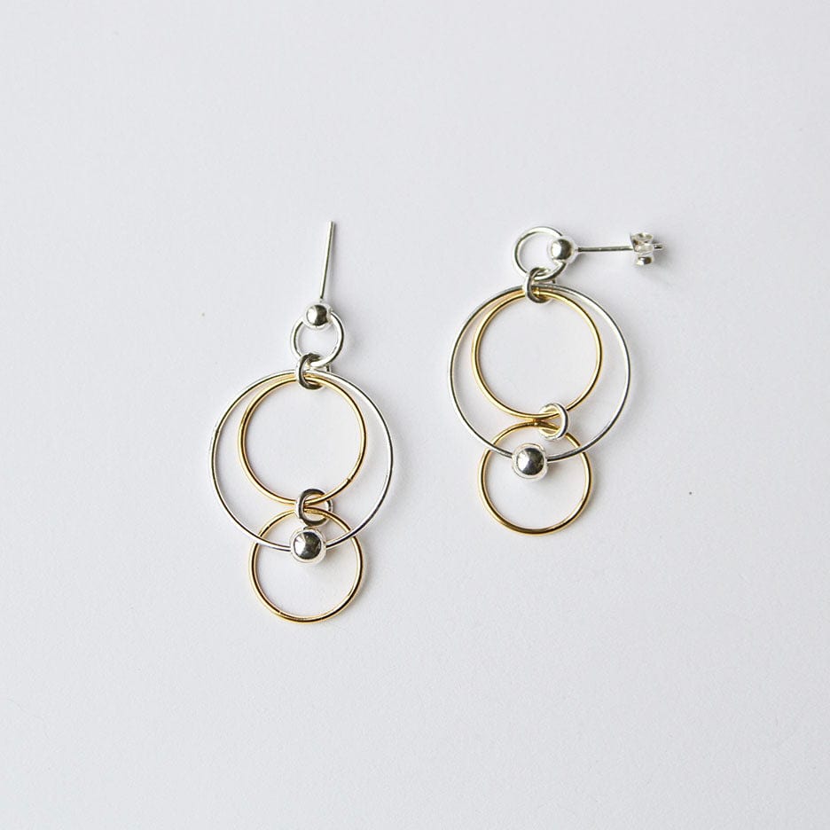 EAR Silver & Gold Circles With Ball Earring