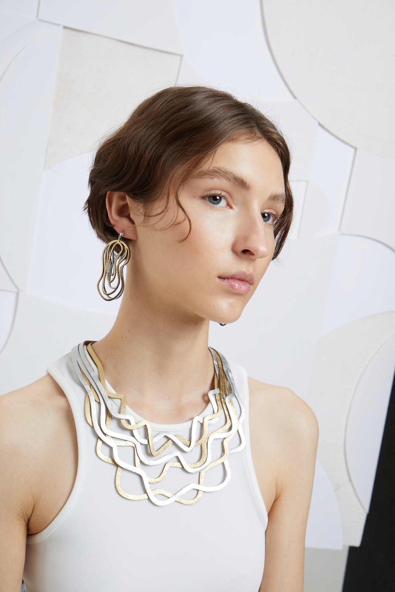 EAR Silver Gold Curves Duo Earrings