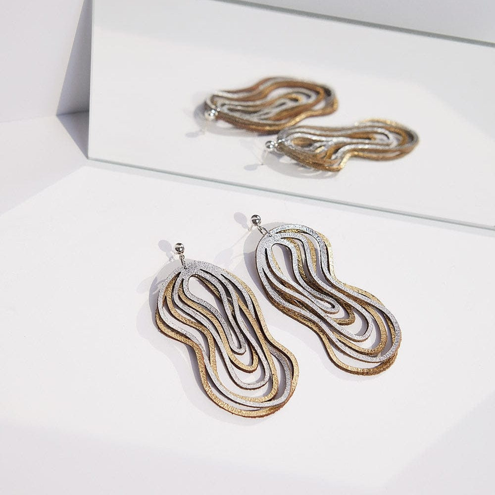 EAR Silver Gold Curves Duo Earrings