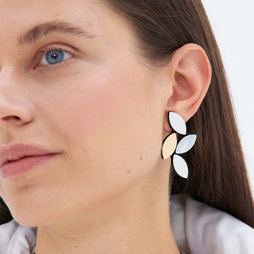 EAR Silver Gold Kate Leaves Earrings