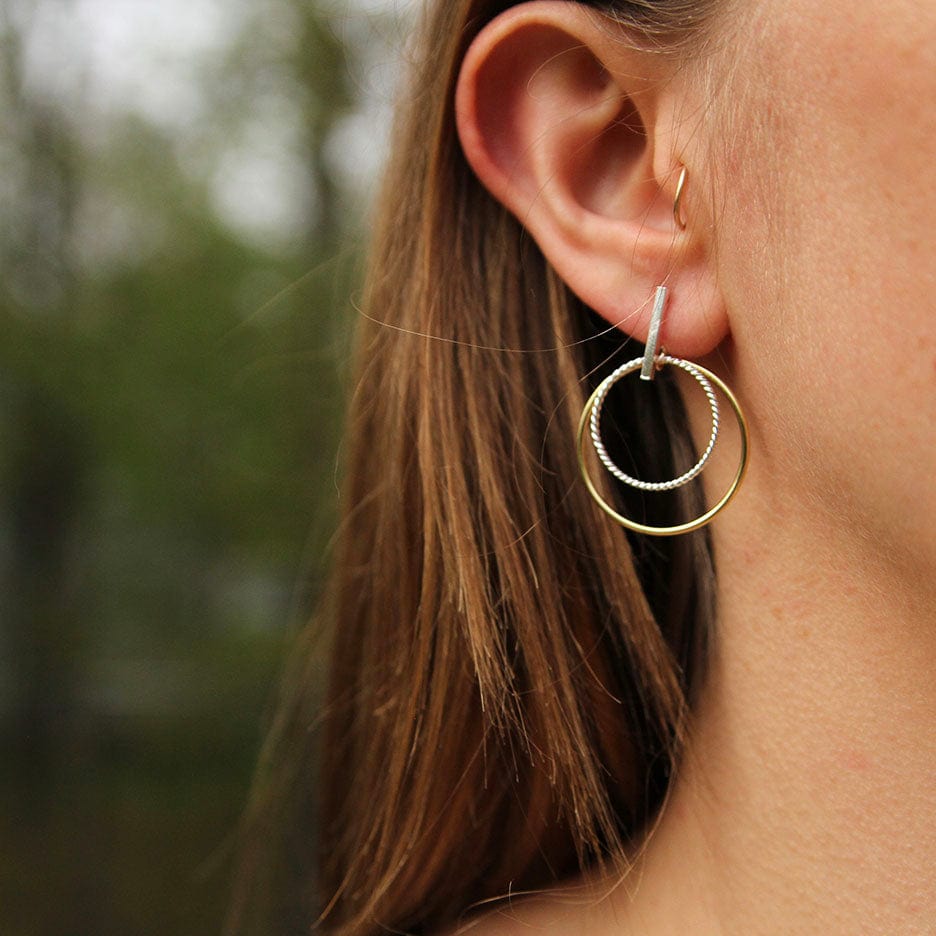 EAR Silver & Gold Post Hoop Earring