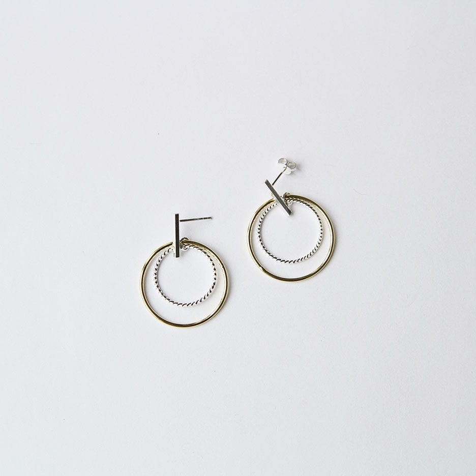 EAR Silver & Gold Post Hoop Earring