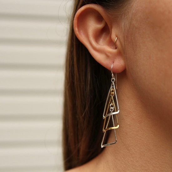 EAR Silver & Gold Triangles Earrings