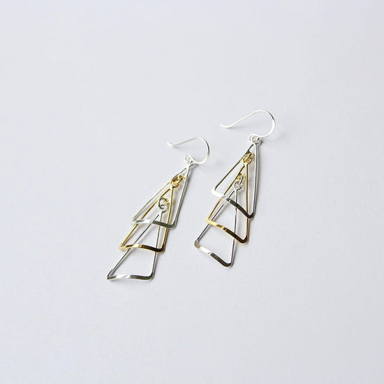 EAR Silver & Gold Triangles Earrings