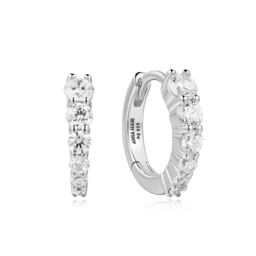 EAR Silver Graident Pave Huggie Earrings