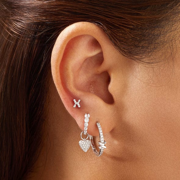 EAR Silver Graident Pave Huggie Earrings