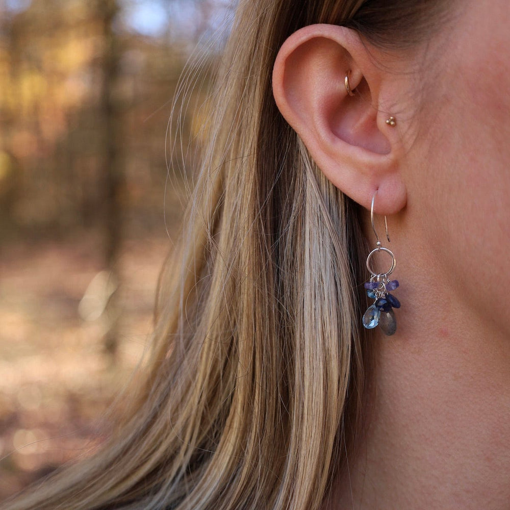 
                  
                    EAR Silver Hammered Circle Link Labradorite Earrings
                  
                