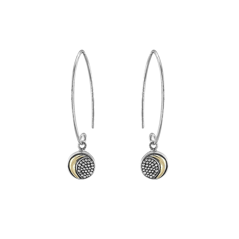 EAR Silver Hoop with Gold Moon Drop Earring