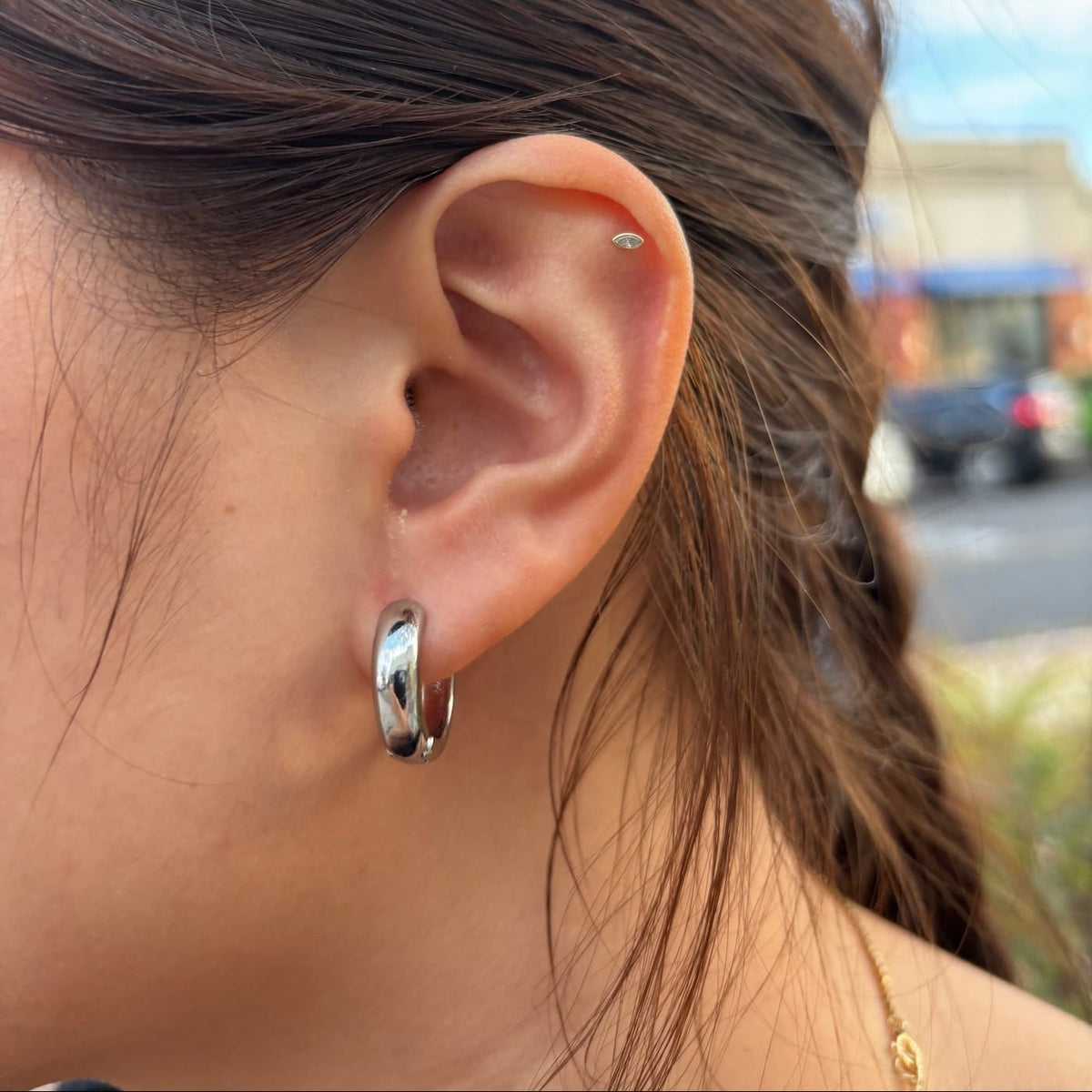 EAR Silver Jake Chunky Huggie Hoops Earrings