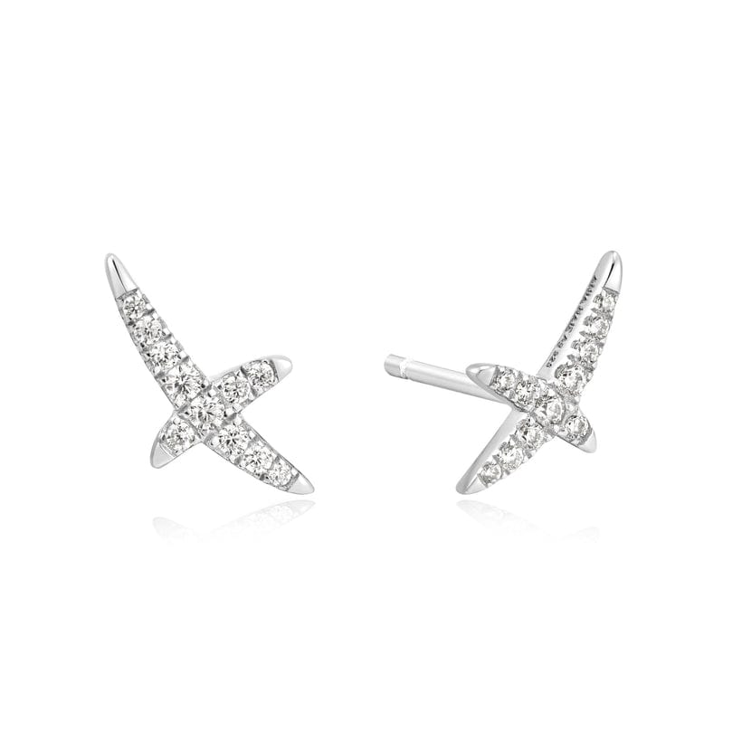 EAR Silver Kiss Pave Stud Earrings