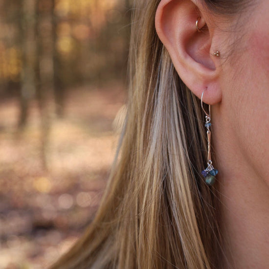 EAR Silver Labradorite Bar Link Earrings
