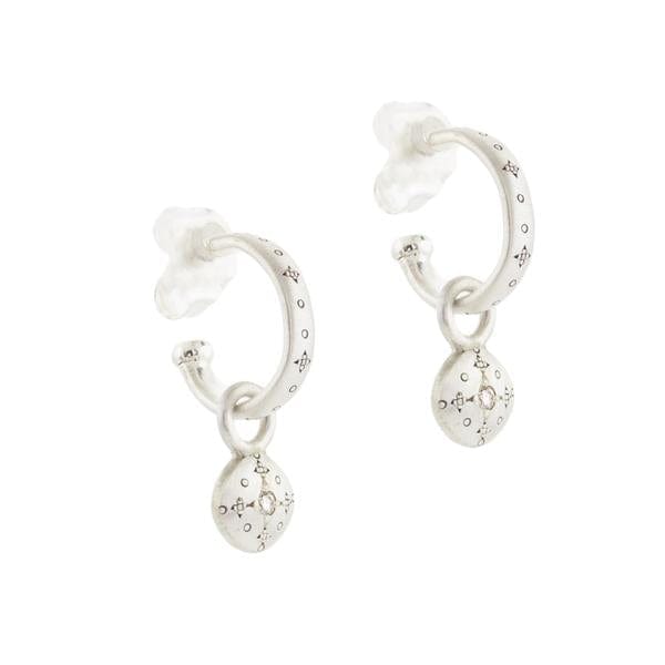 EAR SILVER LIGHTS HOOPS WITH ROUND CHARMS