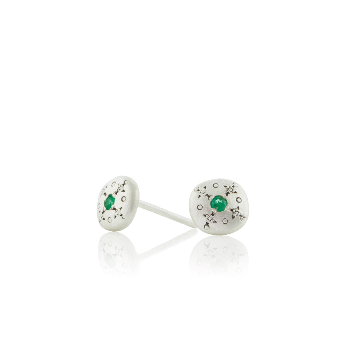 EAR Silver Lights Stud Earrings in Emerald