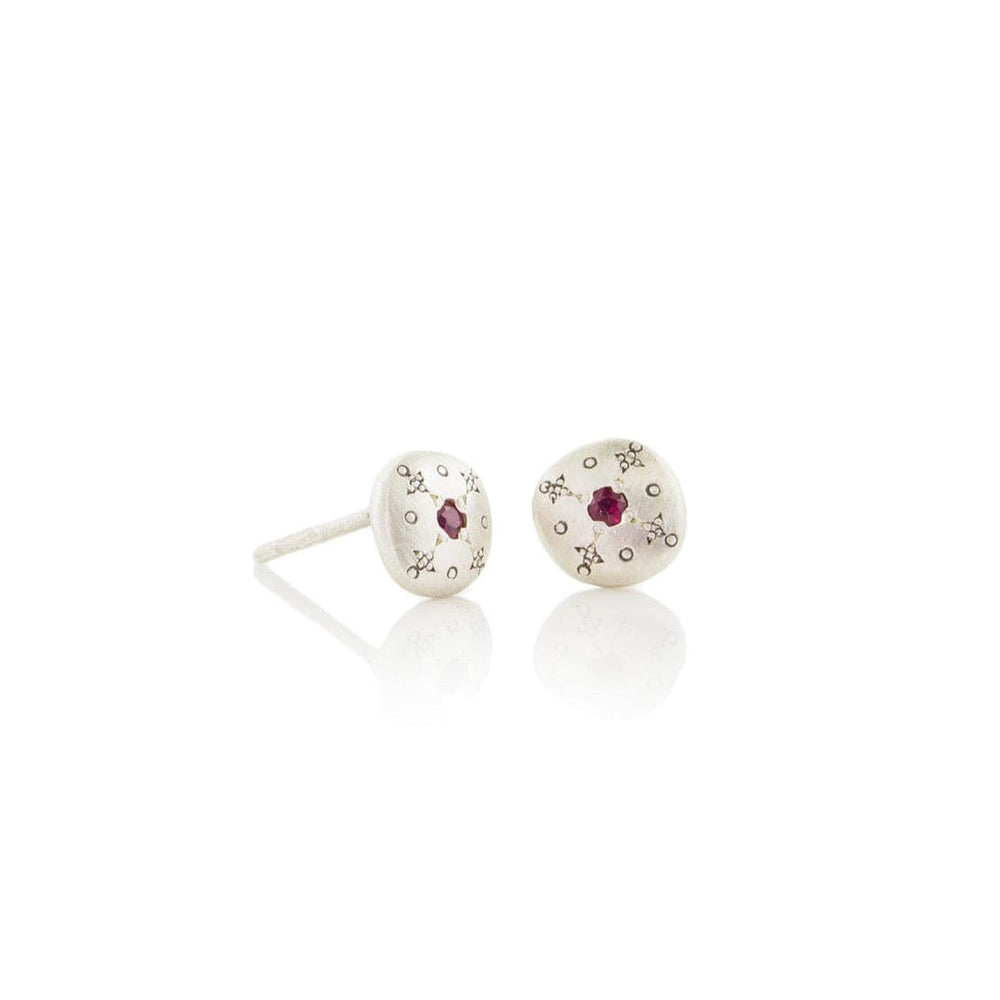 EAR Silver Lights Stud Earrings in Ruby