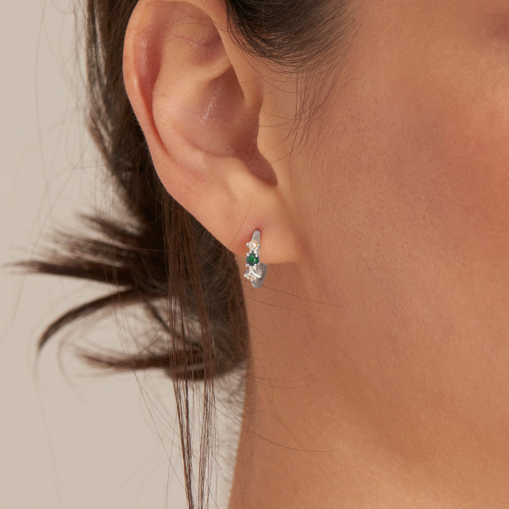 
                      
                        EAR Silver Malachite Star Huggie Hoop Earrings
                      
                    