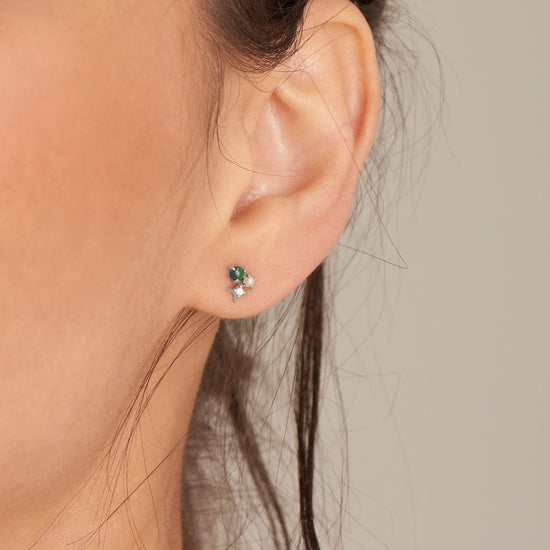 EAR Silver Malachite Star Stud Earrings
