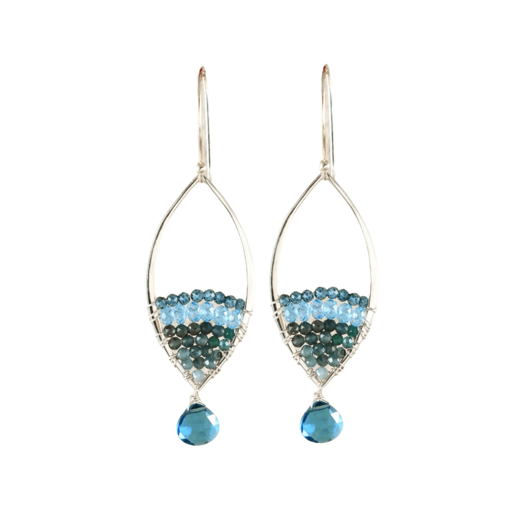 EAR Silver Marquise Earrings in Blue Quartz