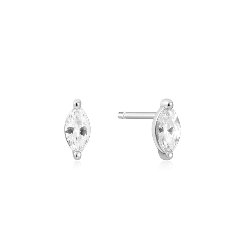 EAR Silver Marquise Solitaire Stud Earrings