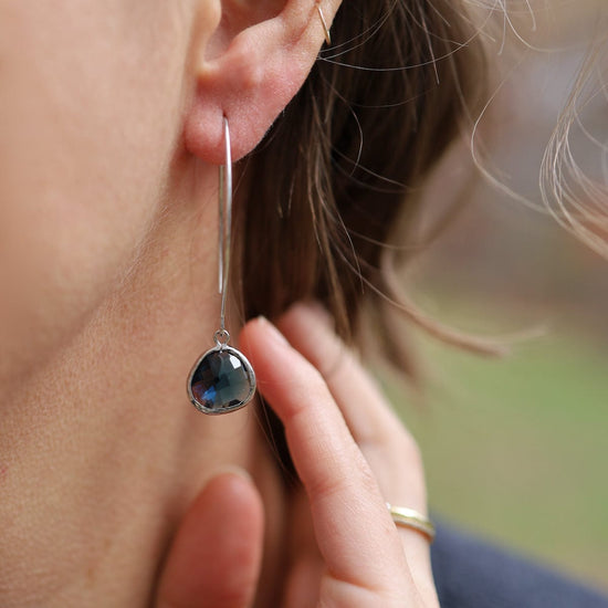 EAR Silver Montana Blue Crystal Earring