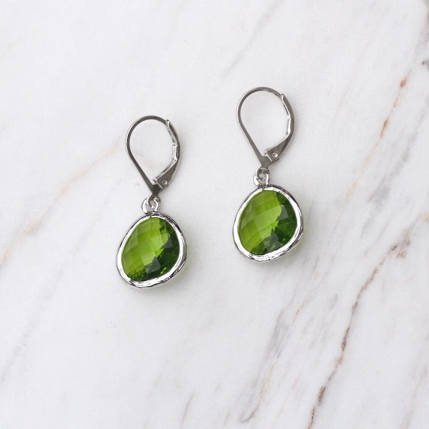 EAR Silver Moss Crystal Lever Back Earrings