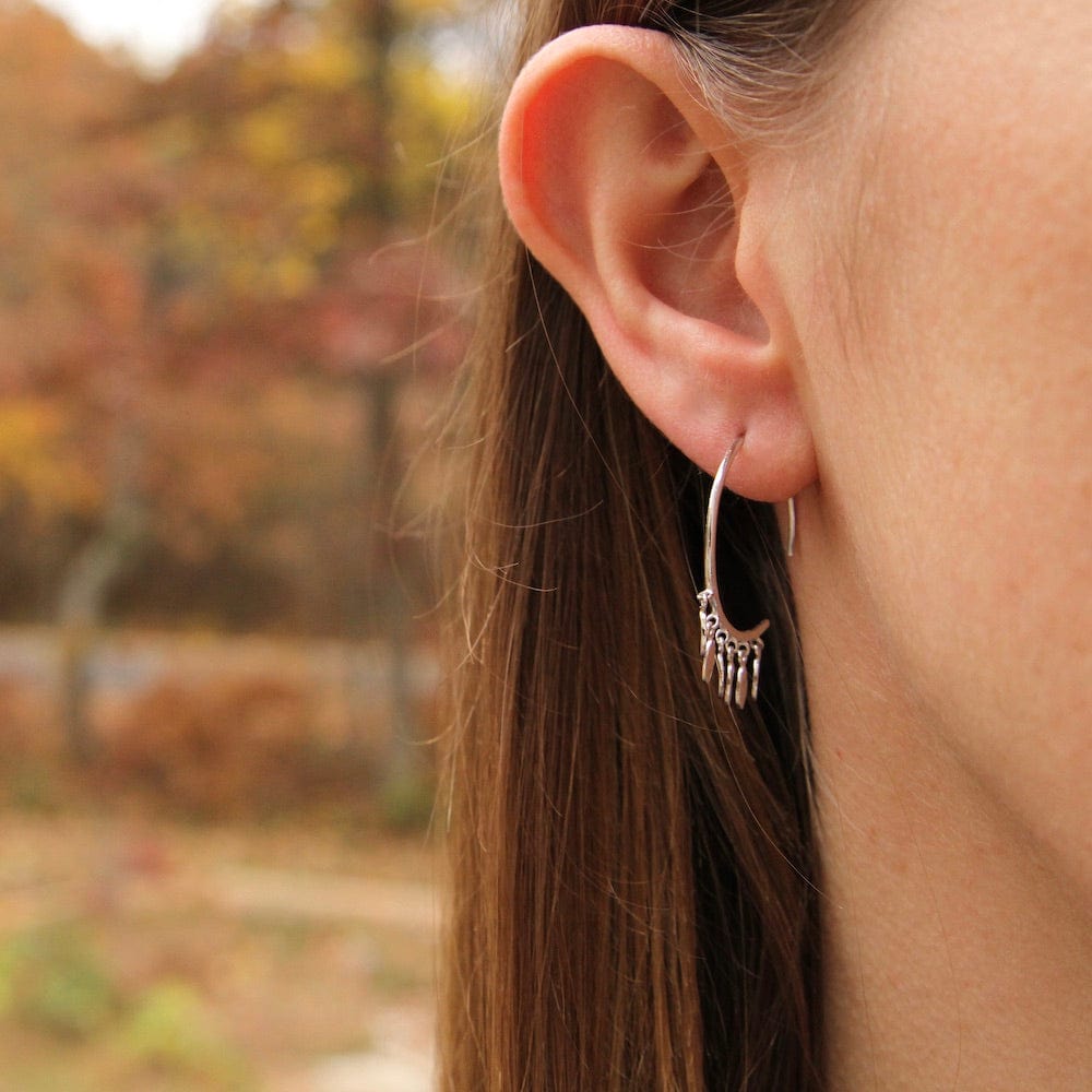 EAR Silver Multi-Drop Hoop Earrings