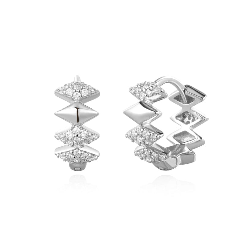 EAR Silver Multi Sparkle Huggie Earrings