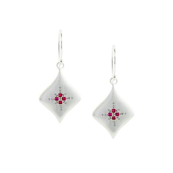 EAR Silver Night Earrings in Ruby