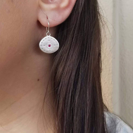 EAR Silver Nostalgia Earrings in Ruby