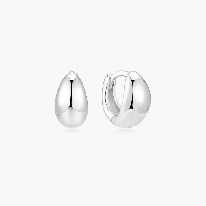 EAR Silver Organic Dome Pebble Huggie Hoop Earrings