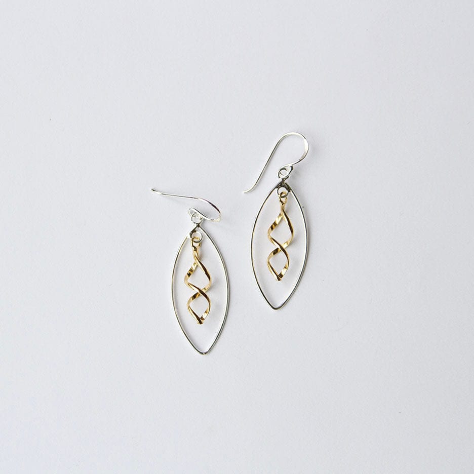 EAR Silver Oval With Gold Swirl