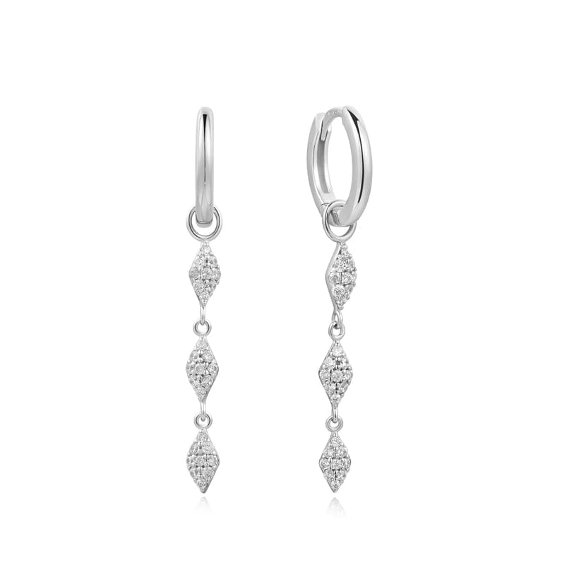 EAR Silver Pave Sparkle Drop Huggie Earrings