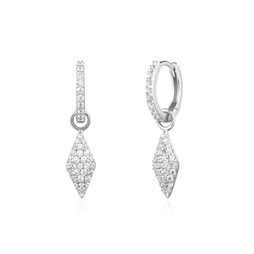 EAR Silver Pave Sparkle Drop Huggie Earrings