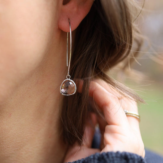 EAR Silver Peach Crystal Earring