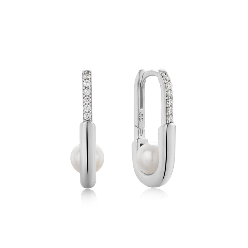 
                      
                        EAR Silver Pearl Interlock Oval Hoop Earrings
                      
                    