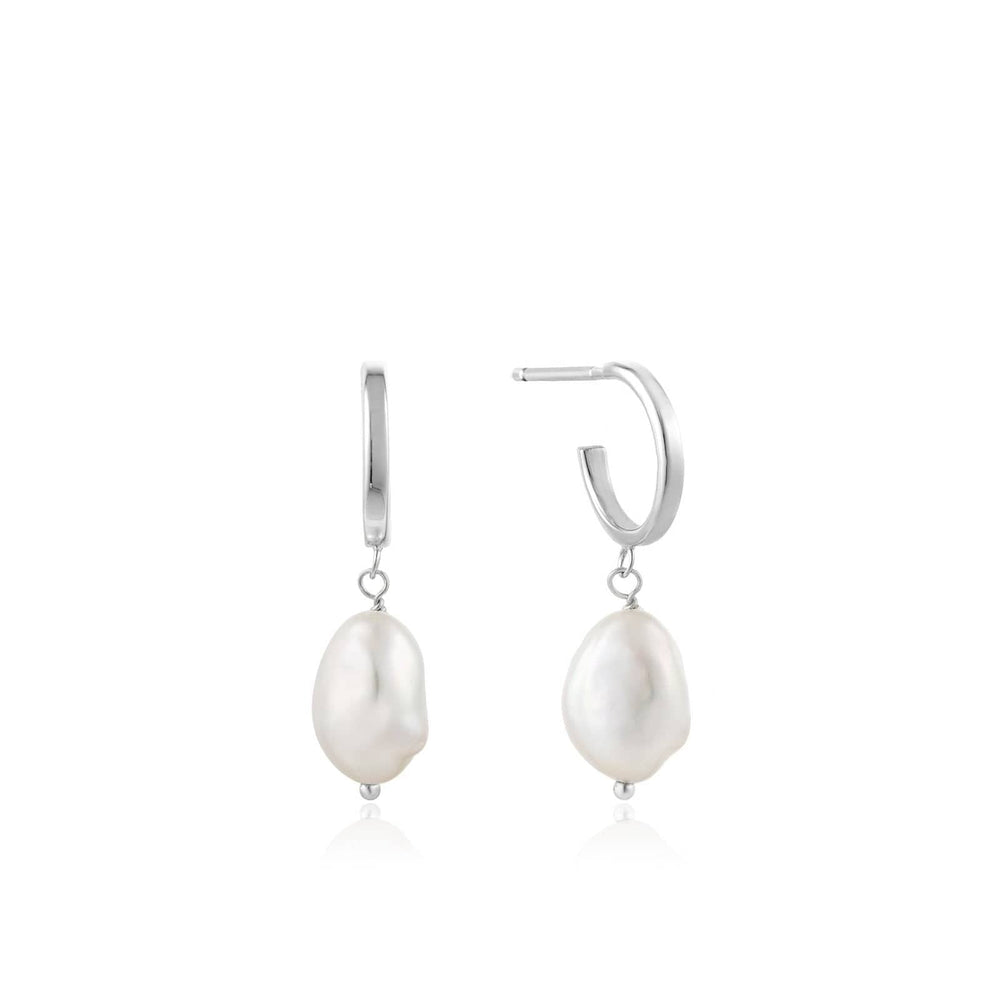 
                      
                        EAR Silver Pearl Mini Hoop Earrings
                      
                    