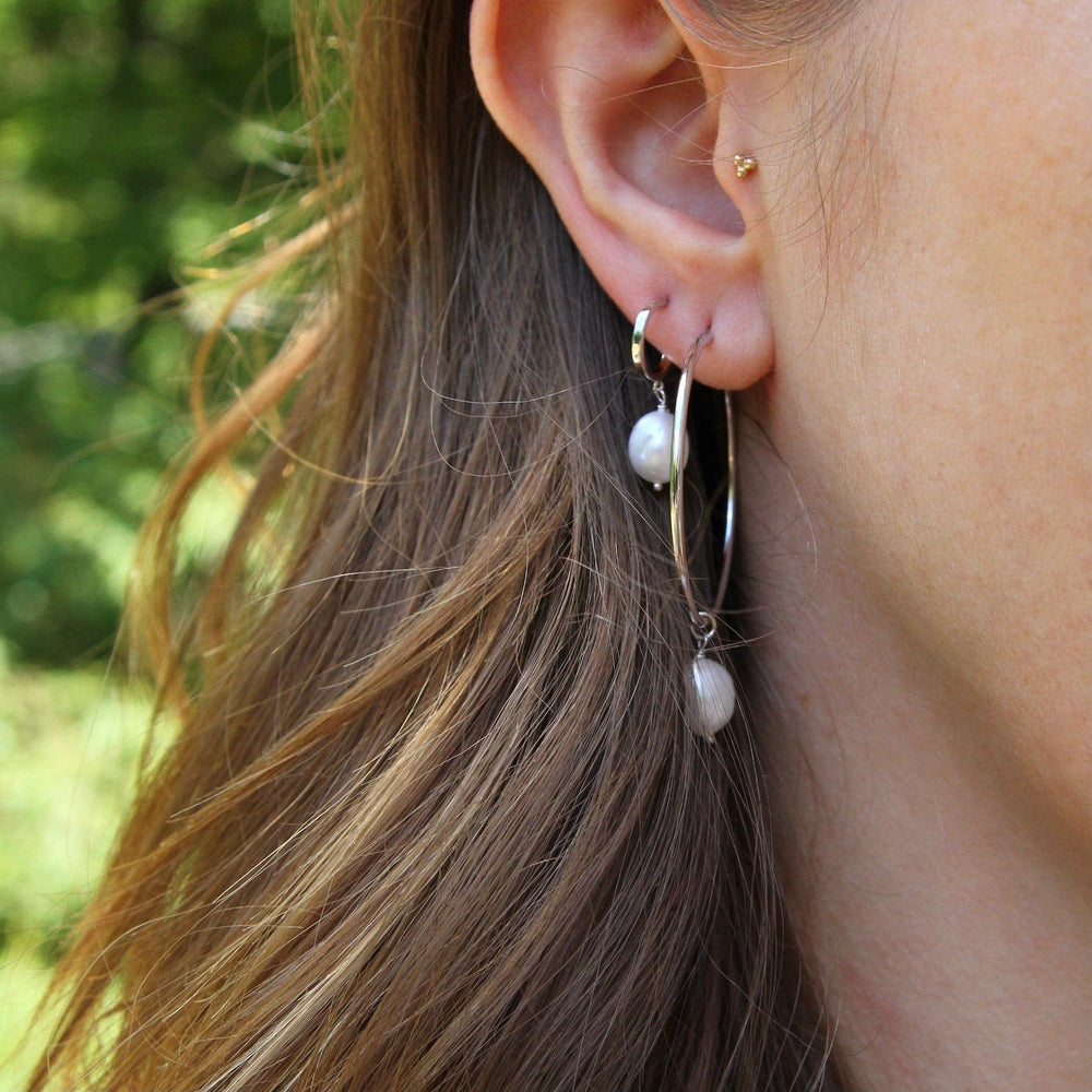 
                      
                        EAR Silver Pearl Mini Hoop Earrings
                      
                    