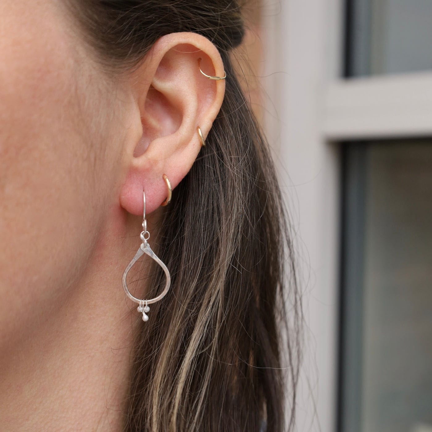 EAR Silver Petal Drop Earrings