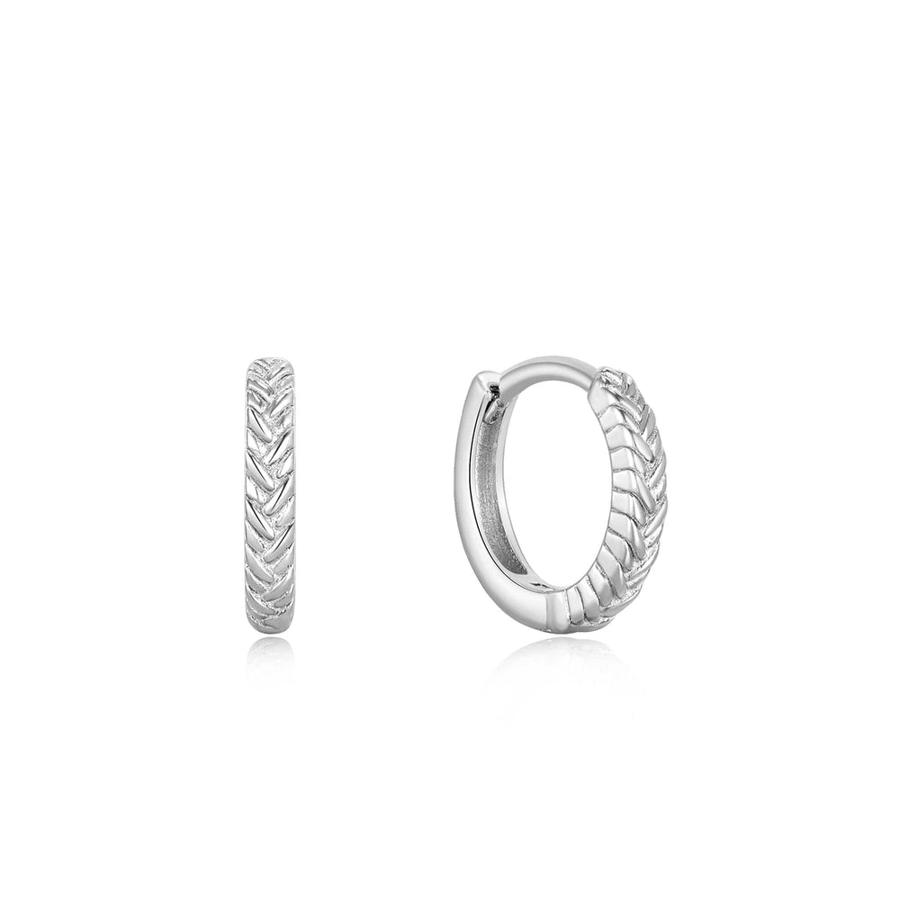 EAR Silver Rope Huggie Hoop Earrings