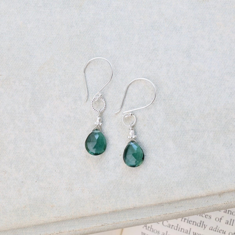 EAR Silver Rope Link Earrings in Green Quartz