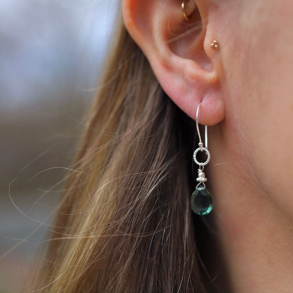 EAR Silver Rope Link Earrings in Green Quartz