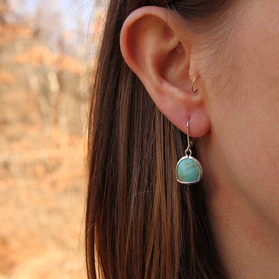 EAR Silver Semi-Turquoise Lever Back Earrings
